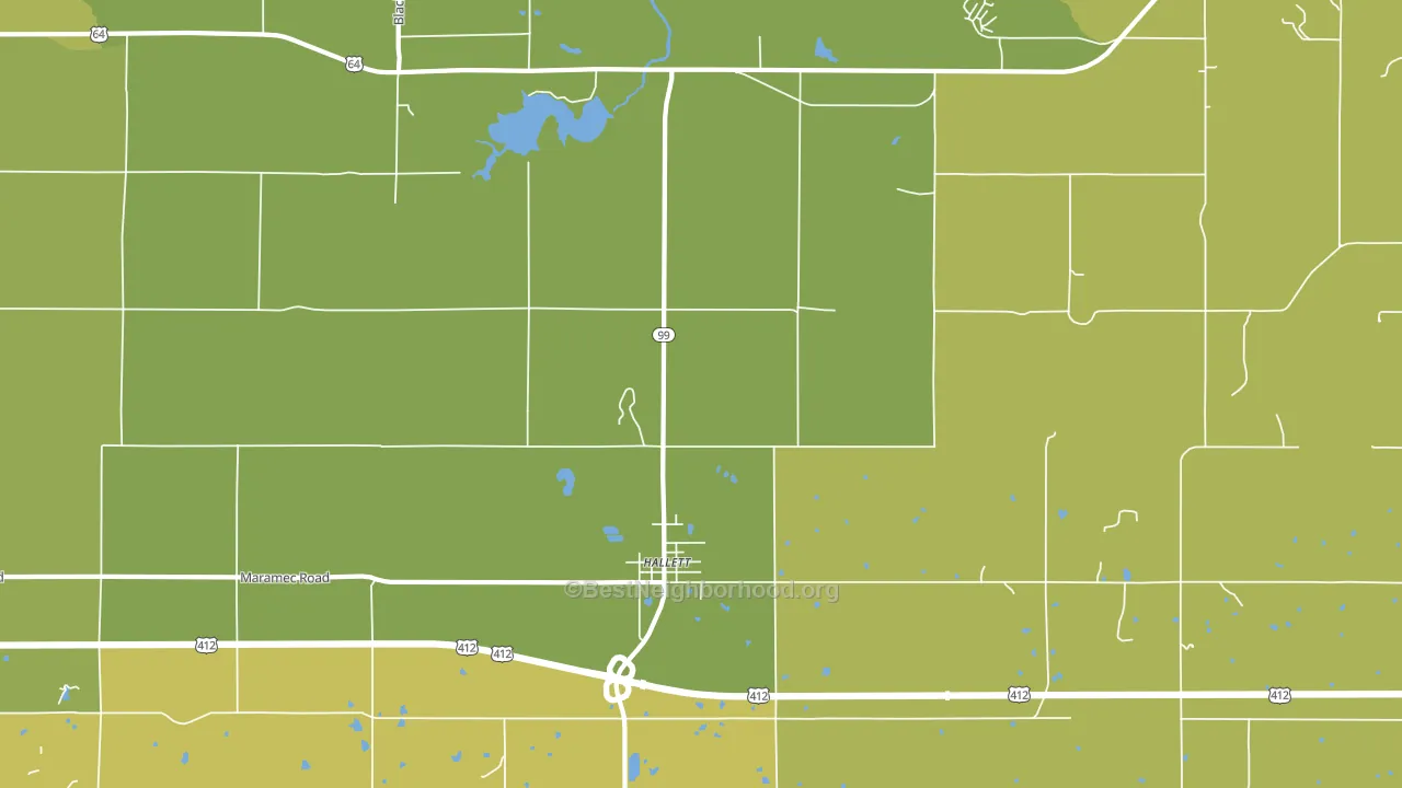 Hallett, OK block-group voter-turnout map