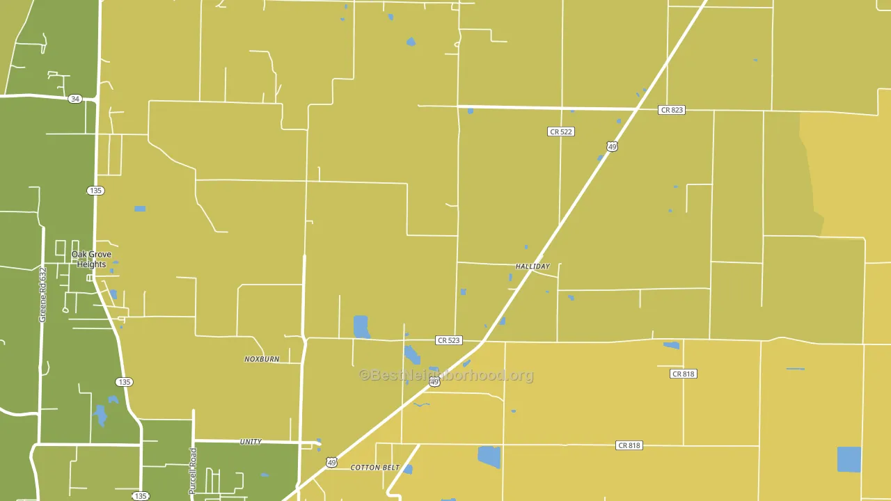 Halliday, AR block-group voter-turnout map