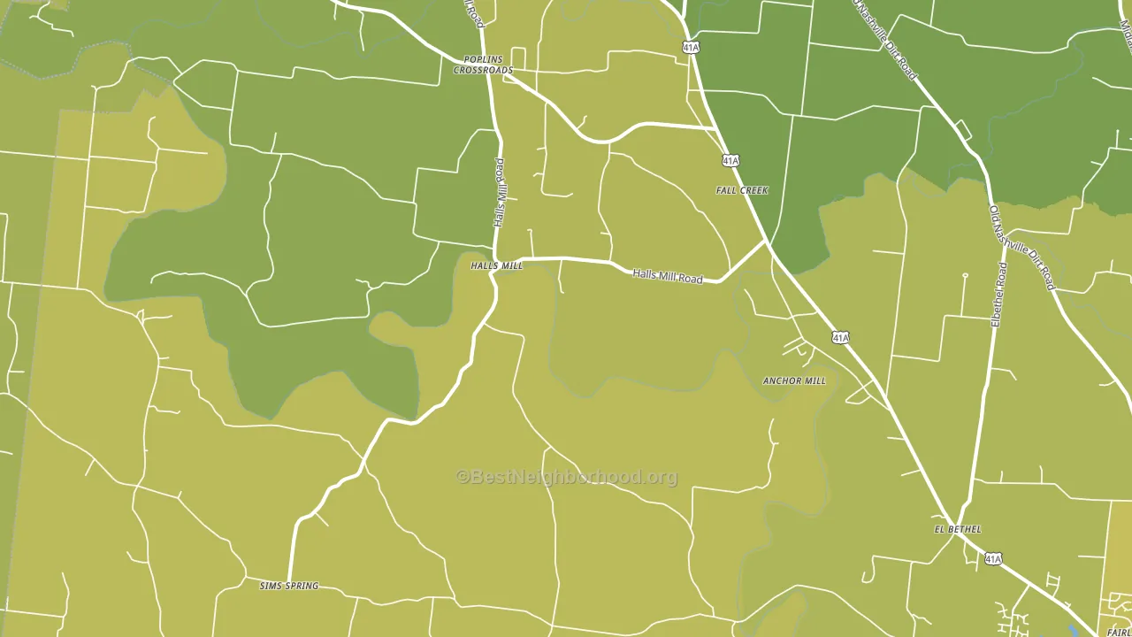 Halls Mill, TN block-group voter-turnout map