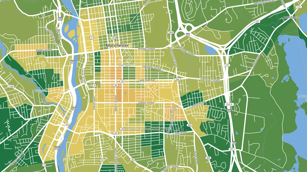 Hallsville, Manchester, NH block-group voter-turnout map