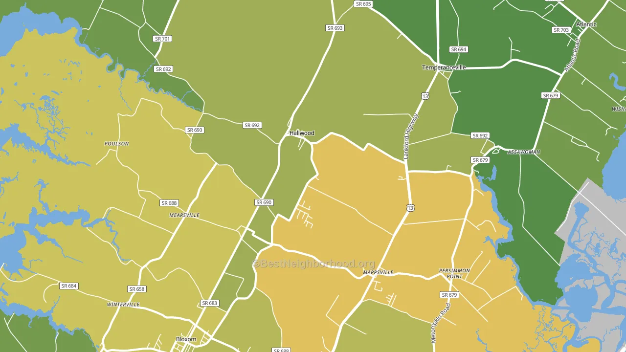 Hallwood, VA block-group voter-turnout map