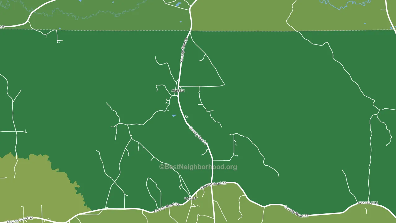 Halsell, AL block-group voter-turnout map