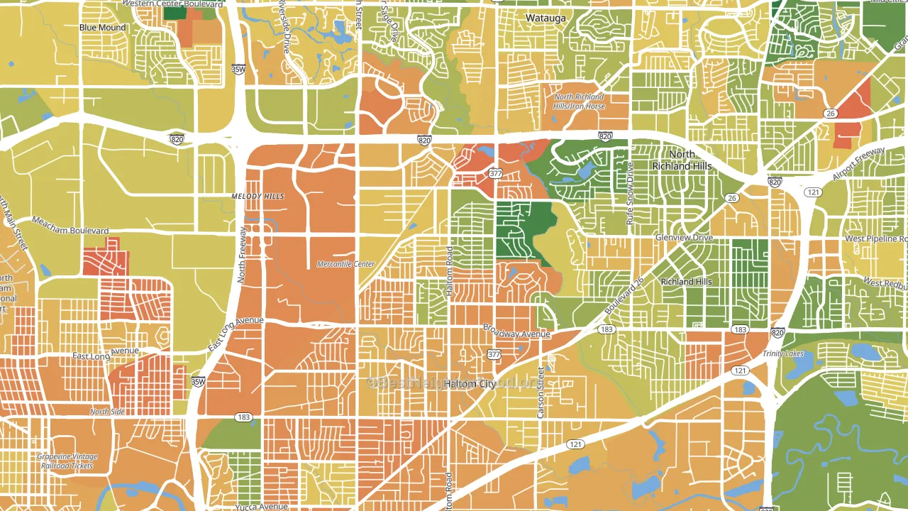 Haltom City, TX block-group voter-turnout map