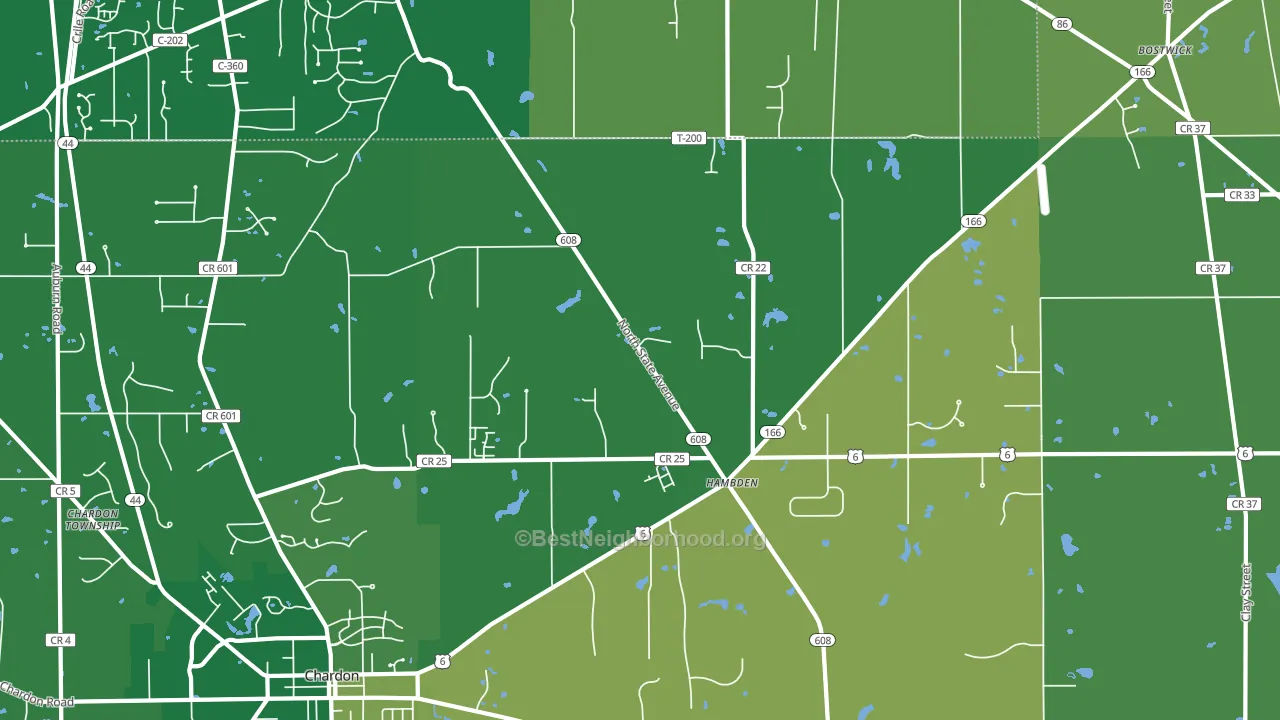 Hambden, OH block-group voter-turnout map