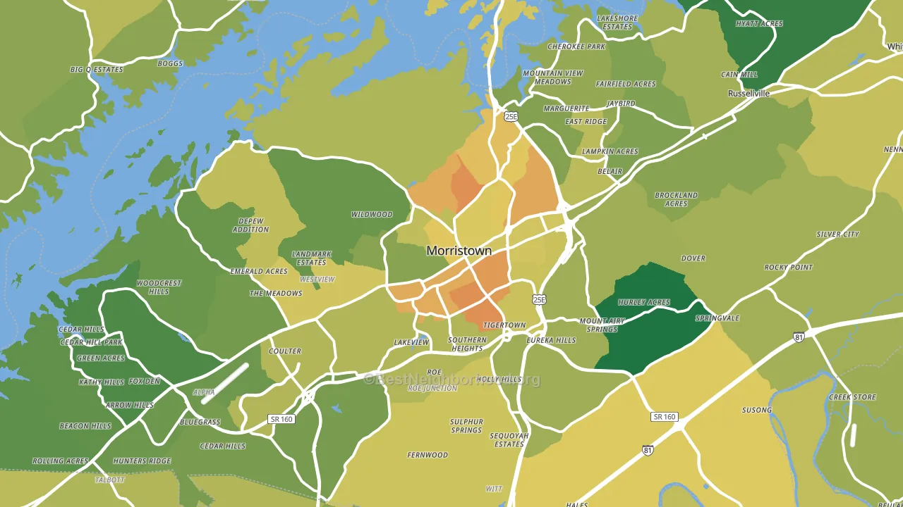 Hamblen County, TN block-group voter-turnout map