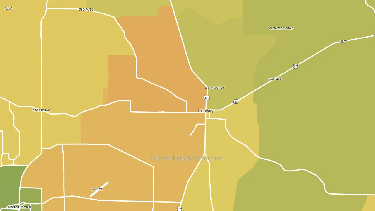 Hamburg, AR block-group voter-turnout map
