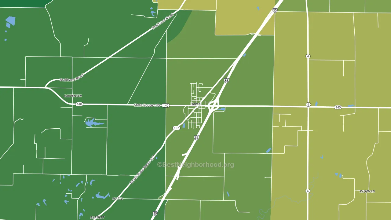 Hamel, IL block-group voter-turnout map