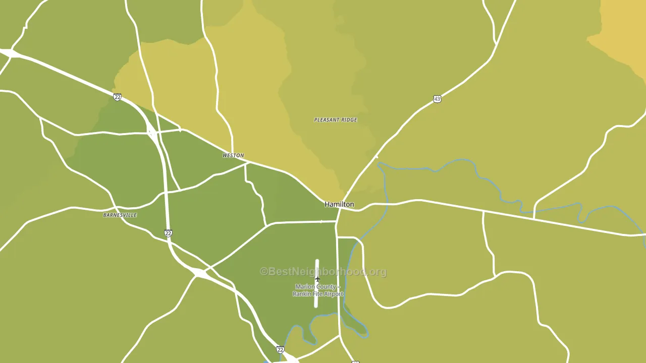 Hamilton, AL block-group voter-turnout map