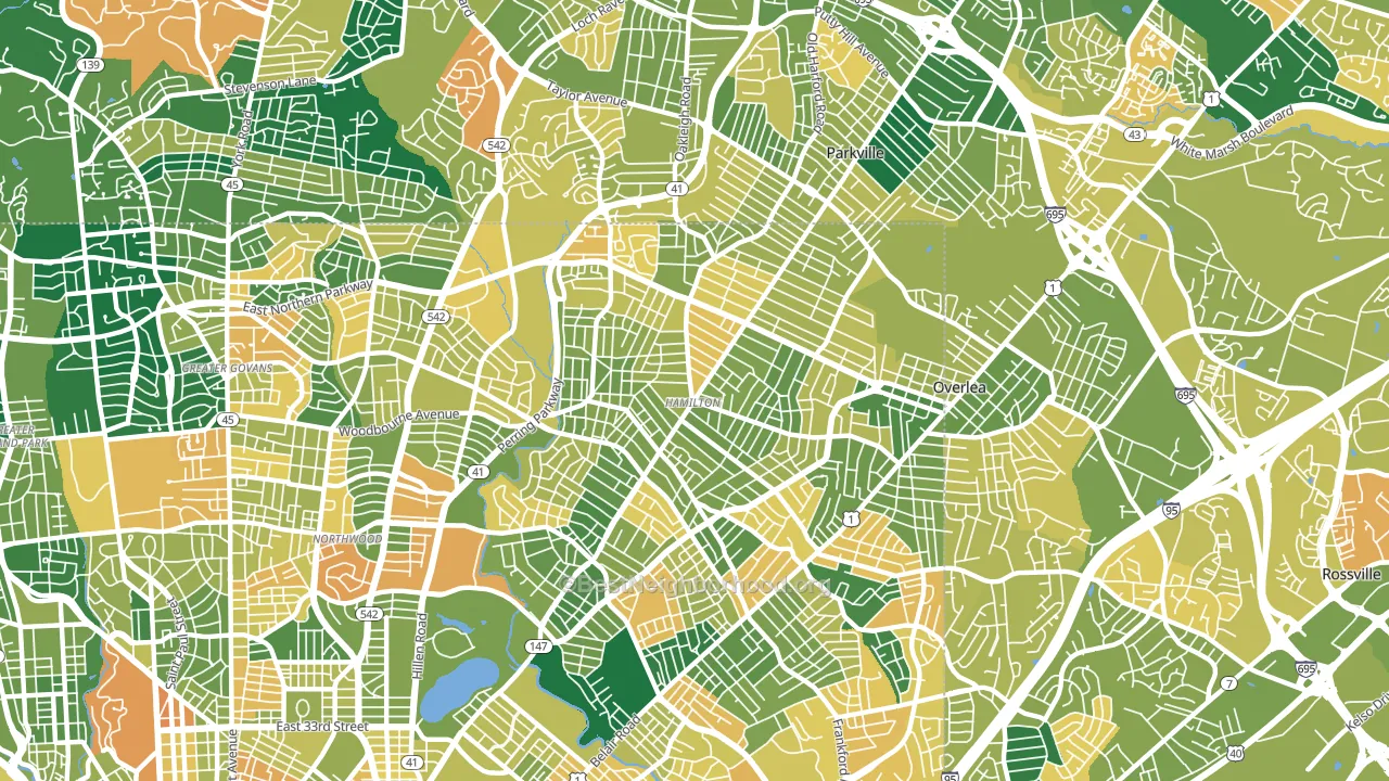Hamilton Area, Baltimore, MD block-group voter-turnout map