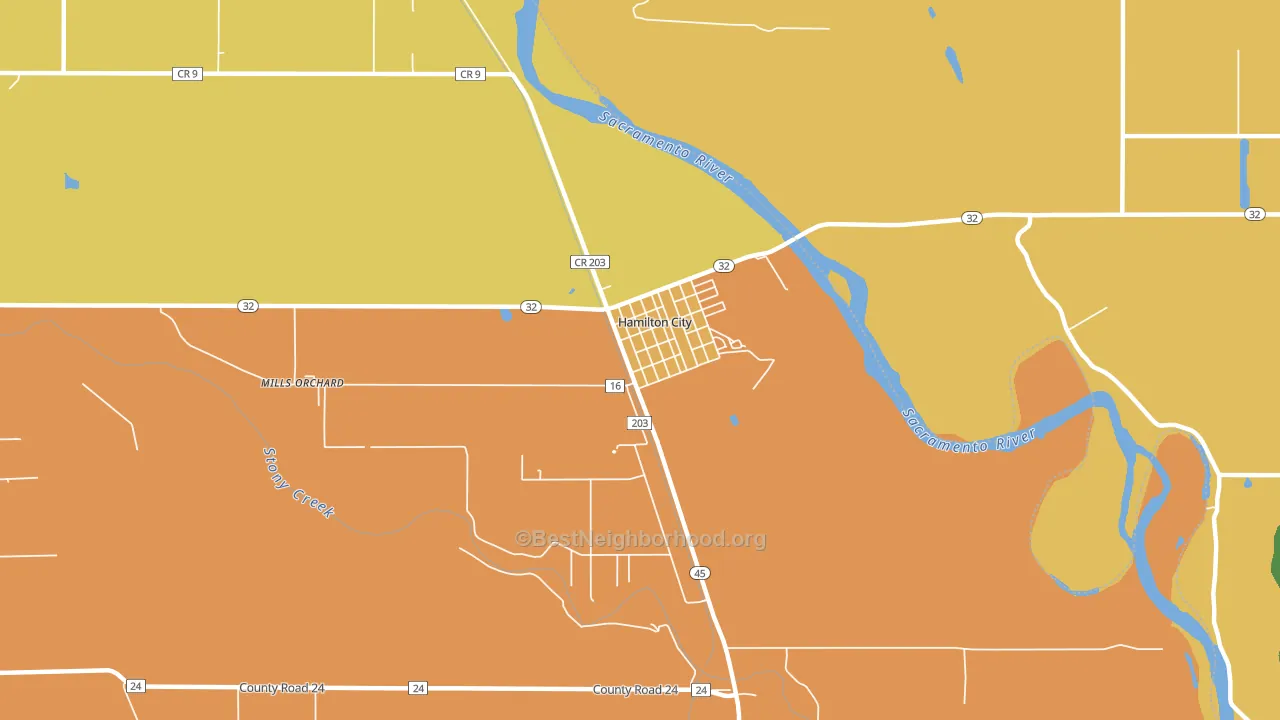 Hamilton City, CA block-group voter-turnout map