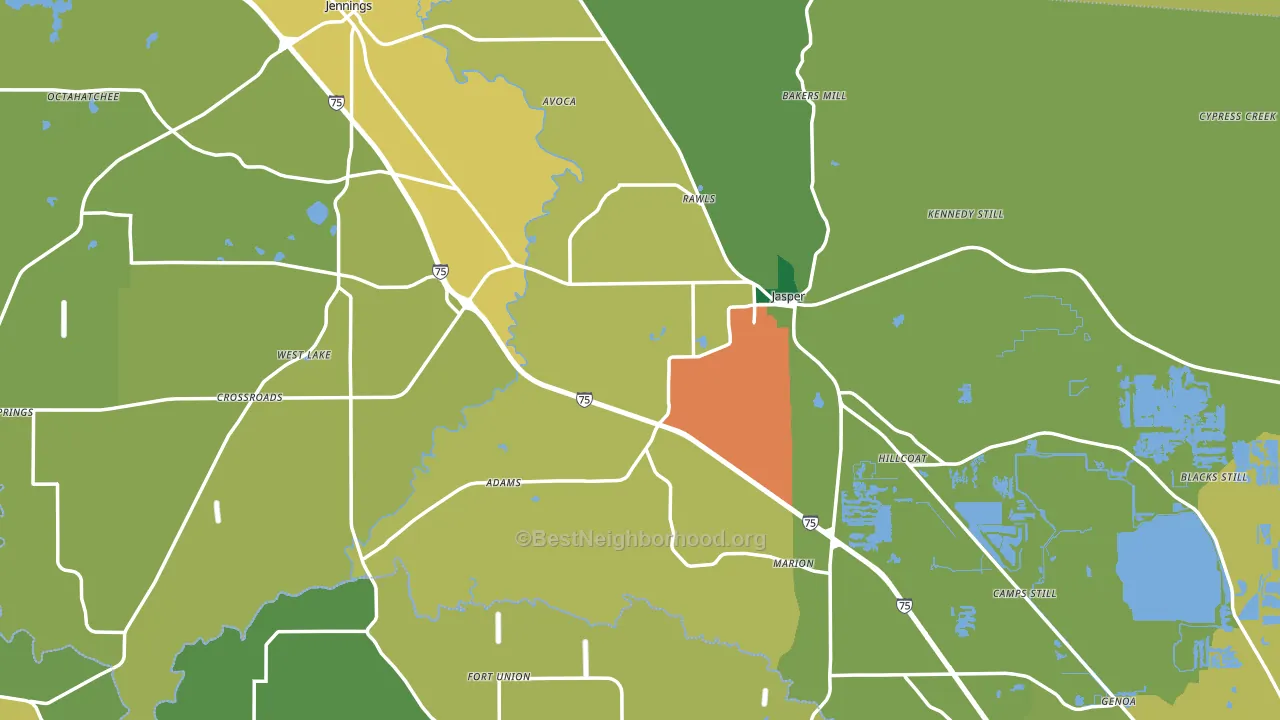 Hamilton County, FL block-group voter-turnout map
