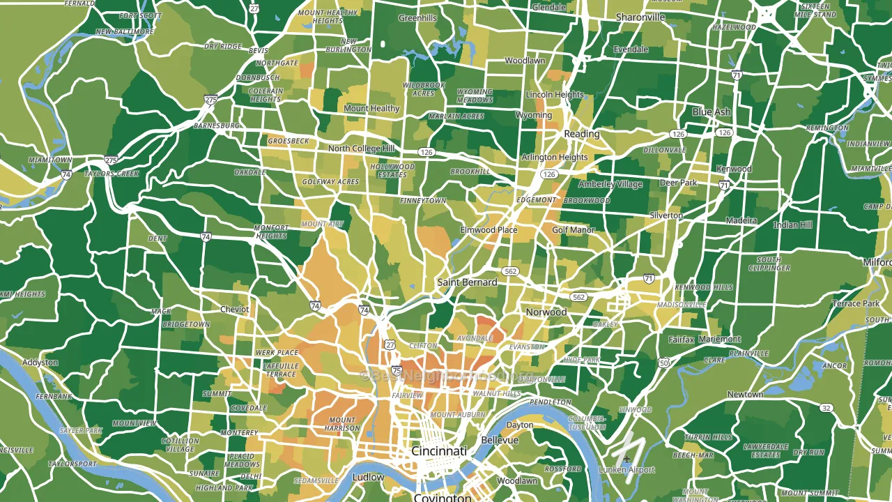 Hamilton County, OH block-group voter-turnout map