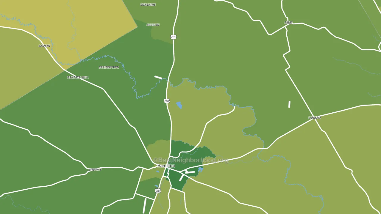 Hamilton County, TX block-group voter-turnout map