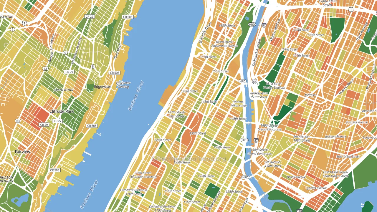Hamilton Heights, Manhattan, NY block-group voter-turnout map