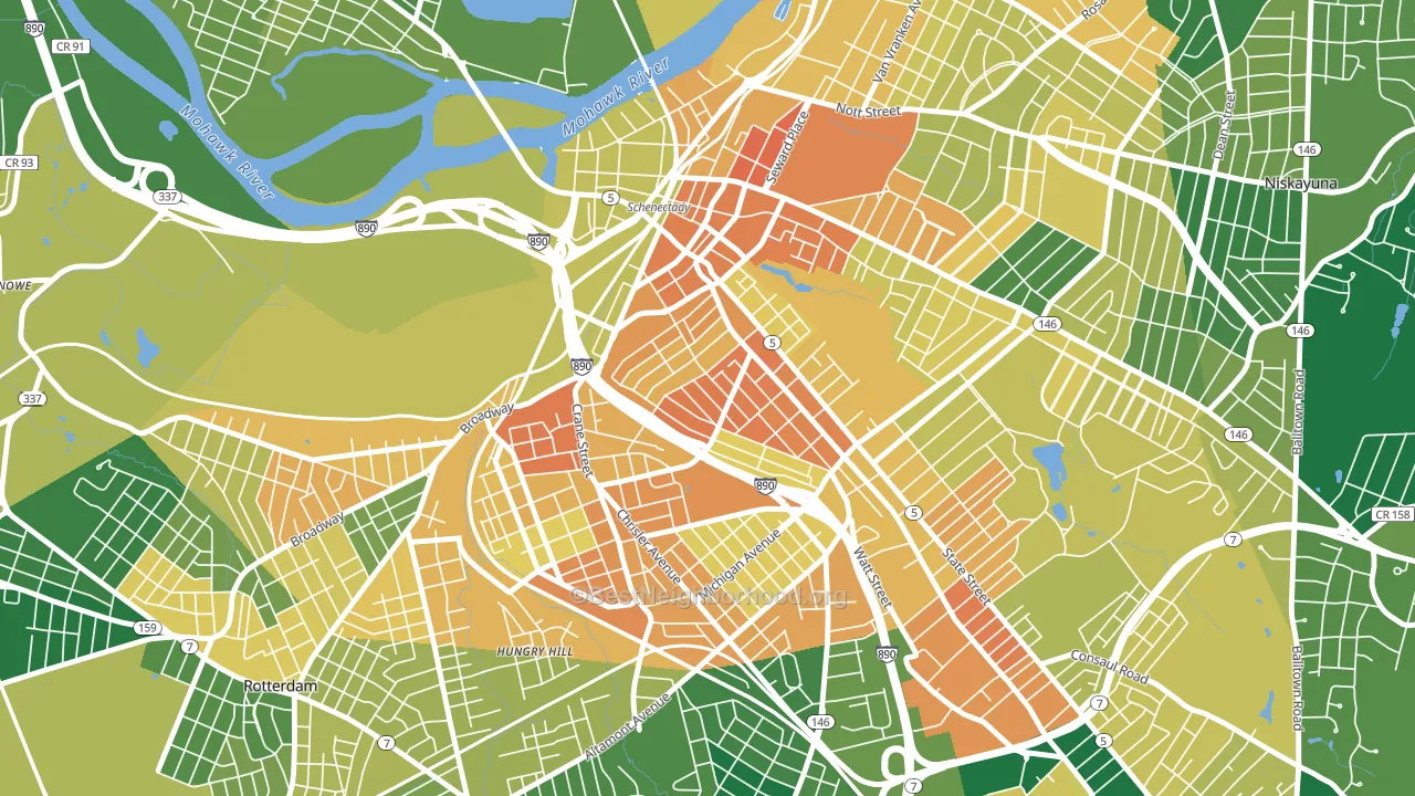 Hamilton Hills, Schenectady, NY block-group voter-turnout map