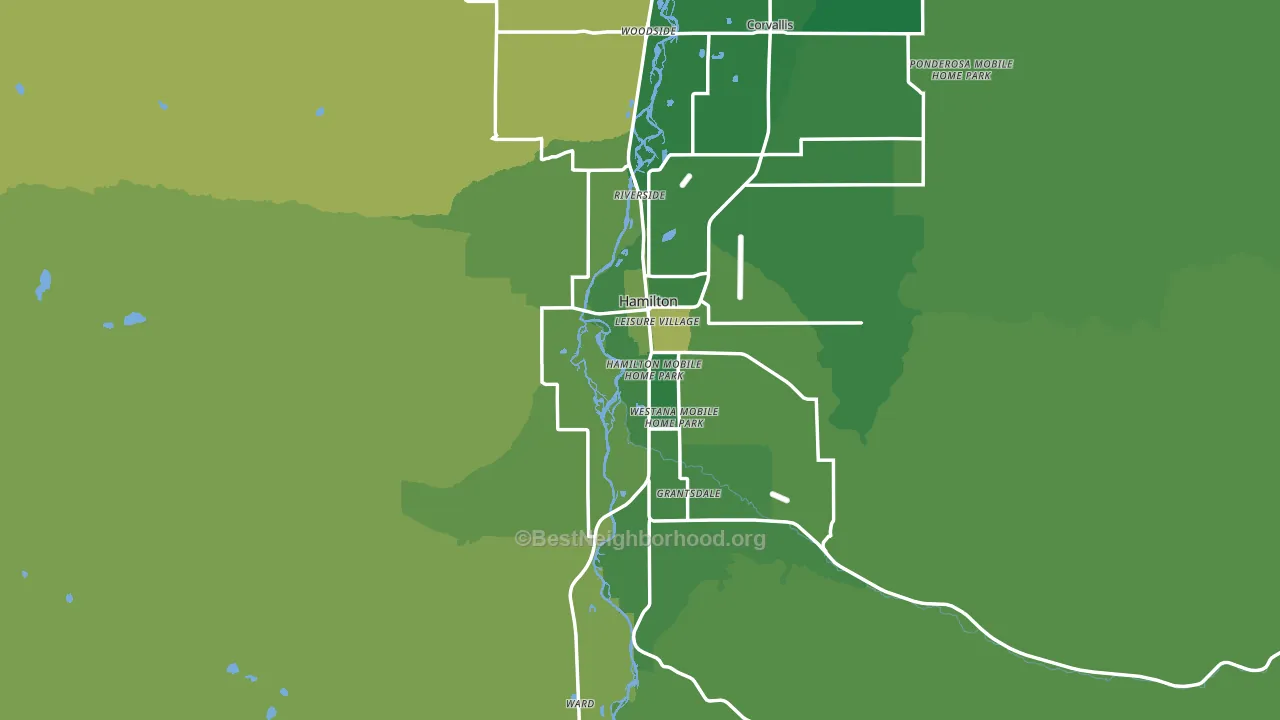 Hamilton, MT block-group voter-turnout map