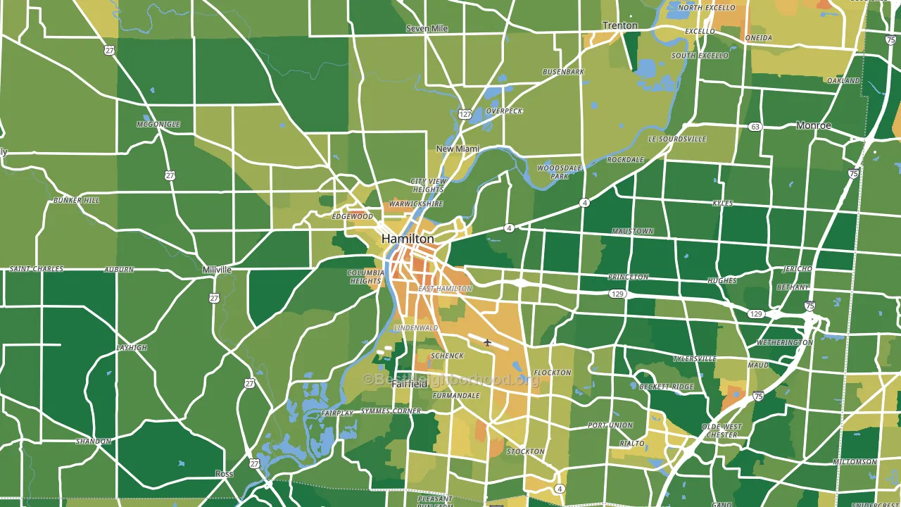 Hamilton, OH block-group voter-turnout map
