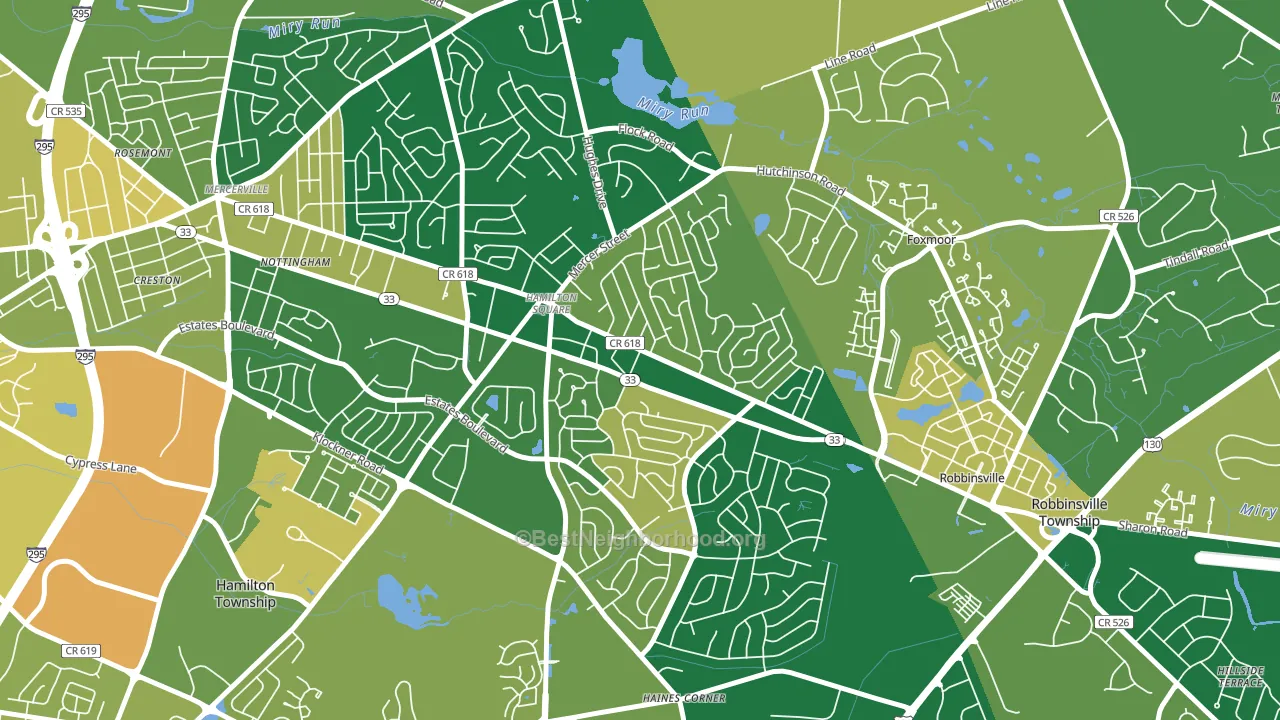 Hamilton Square, NJ block-group voter-turnout map