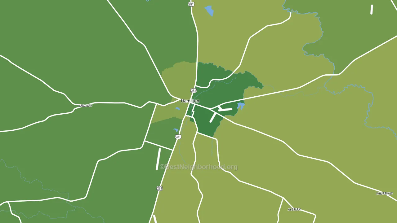 Hamilton, TX block-group voter-turnout map