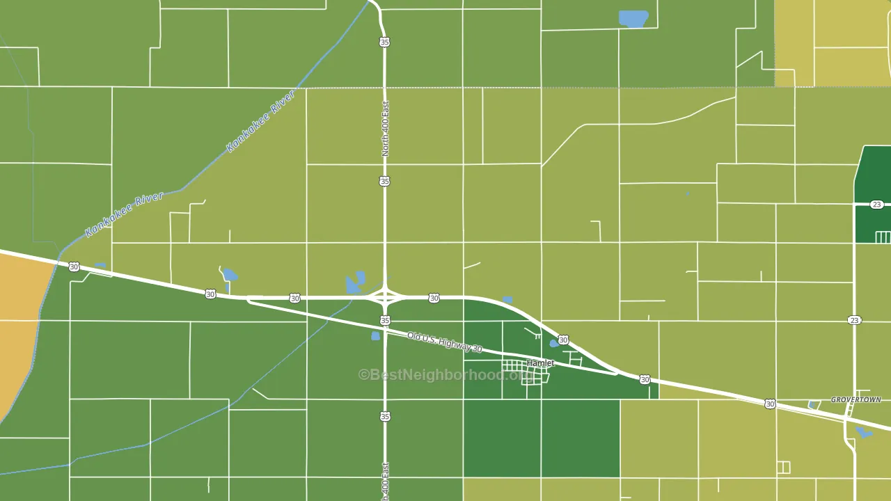 Hamlet, IN block-group voter-turnout map