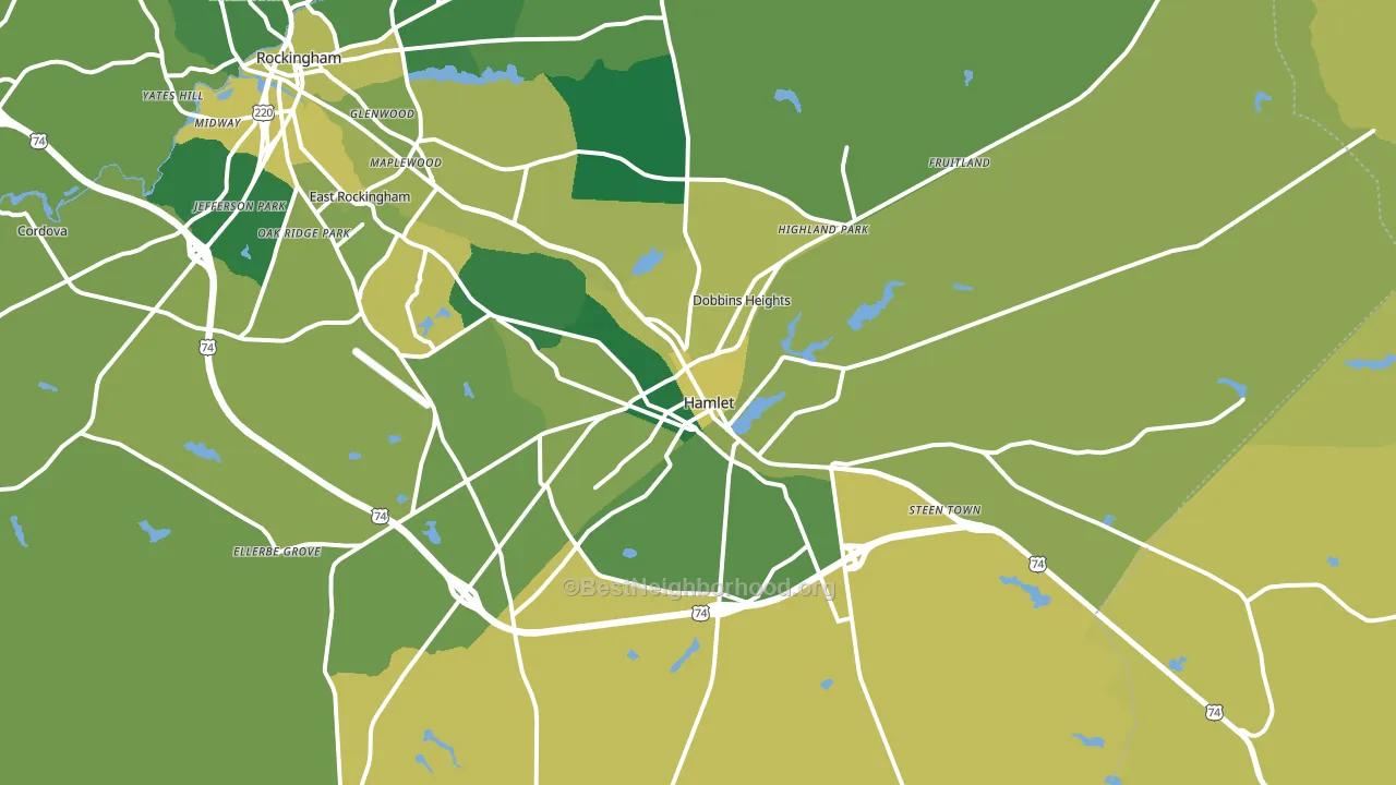 Hamlet, NC block-group voter-turnout map