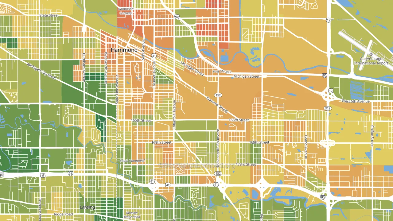 Hammond, IN block-group voter-turnout map