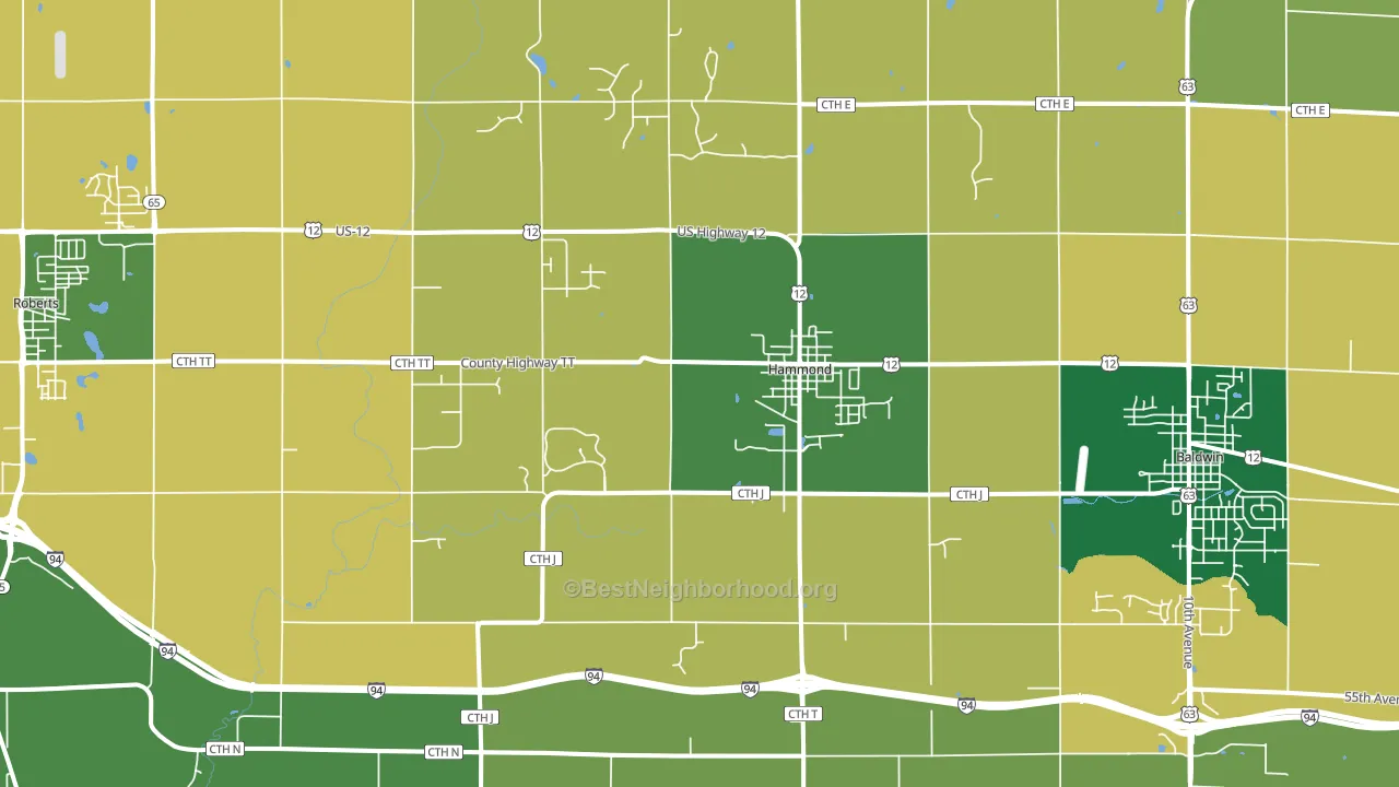 Hammond, WI block-group voter-turnout map
