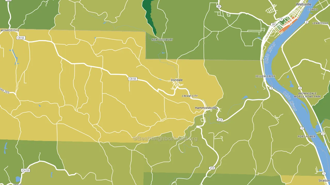 Hammondsville, OH block-group voter-turnout map