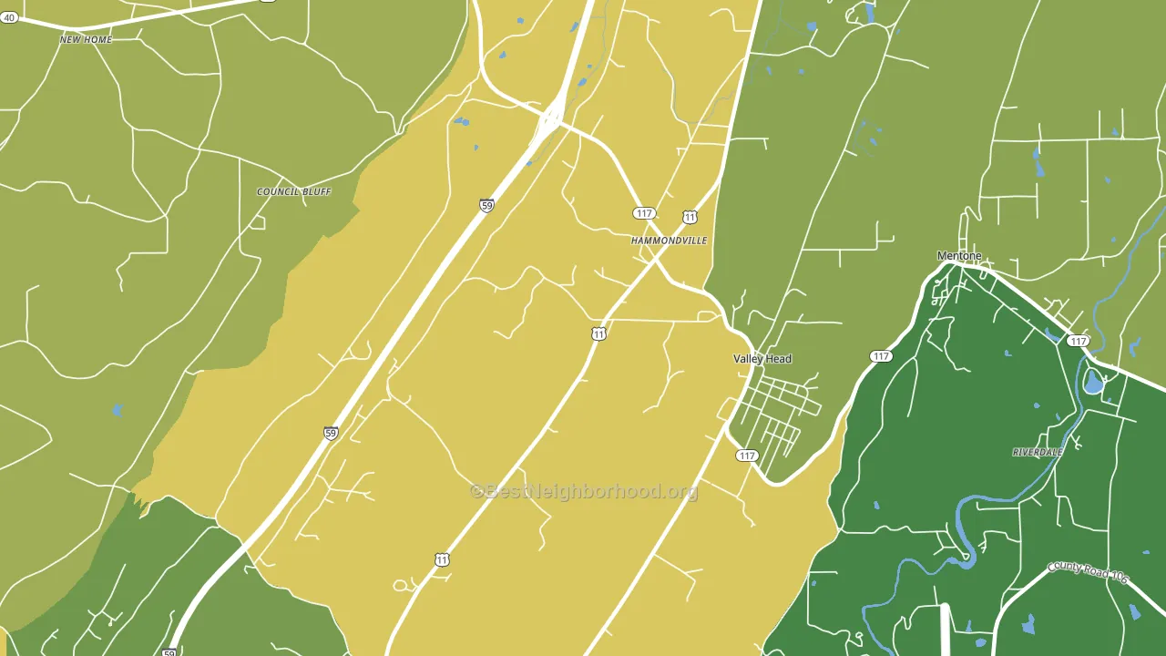 Hammondville, AL block-group voter-turnout map
