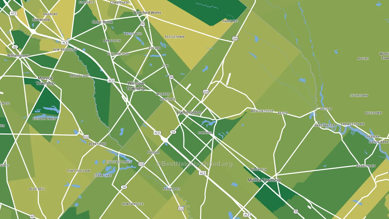 Hammonton, NJ block-group voter-turnout map