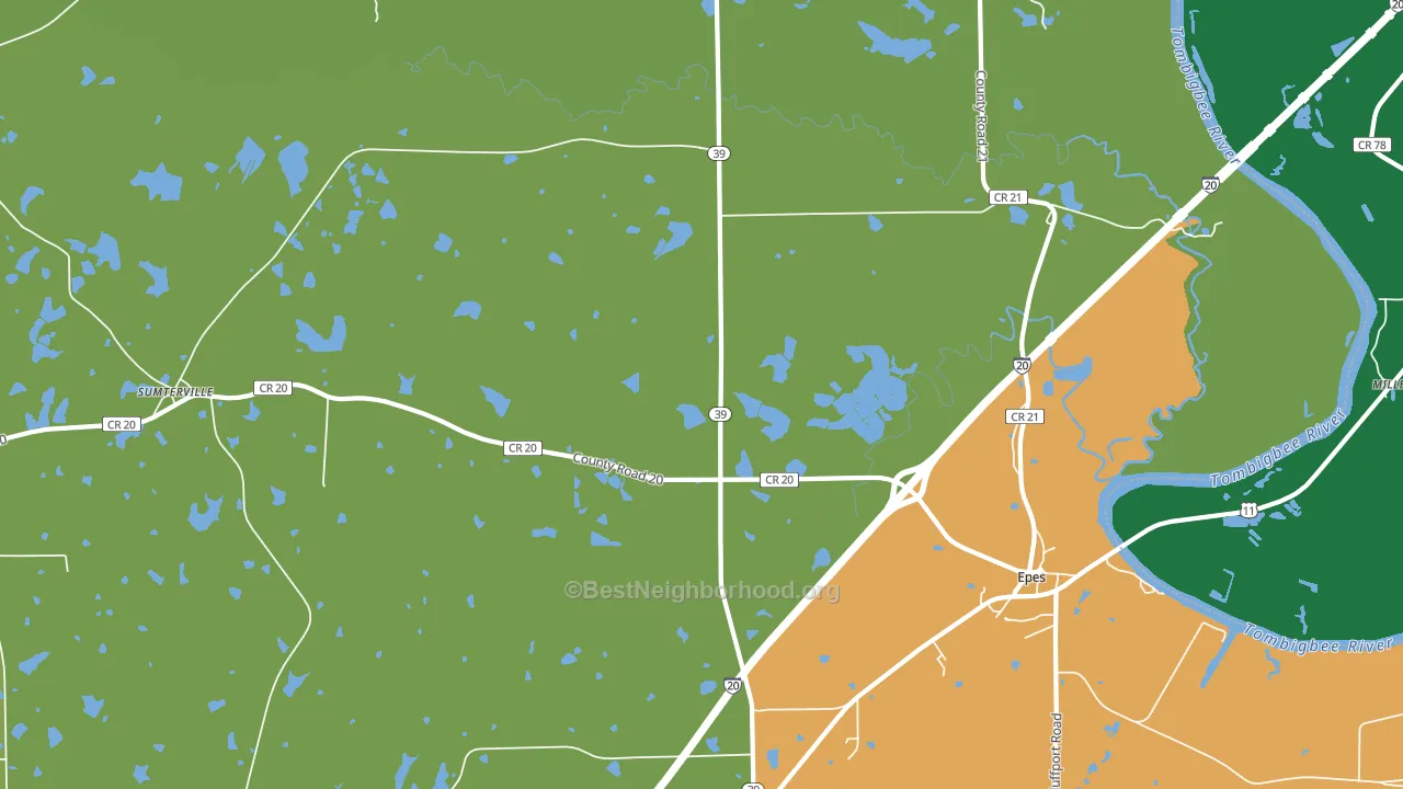 Hamner, AL block-group voter-turnout map