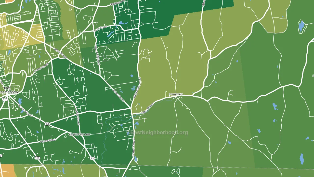 Hampden, MA block-group voter-turnout map