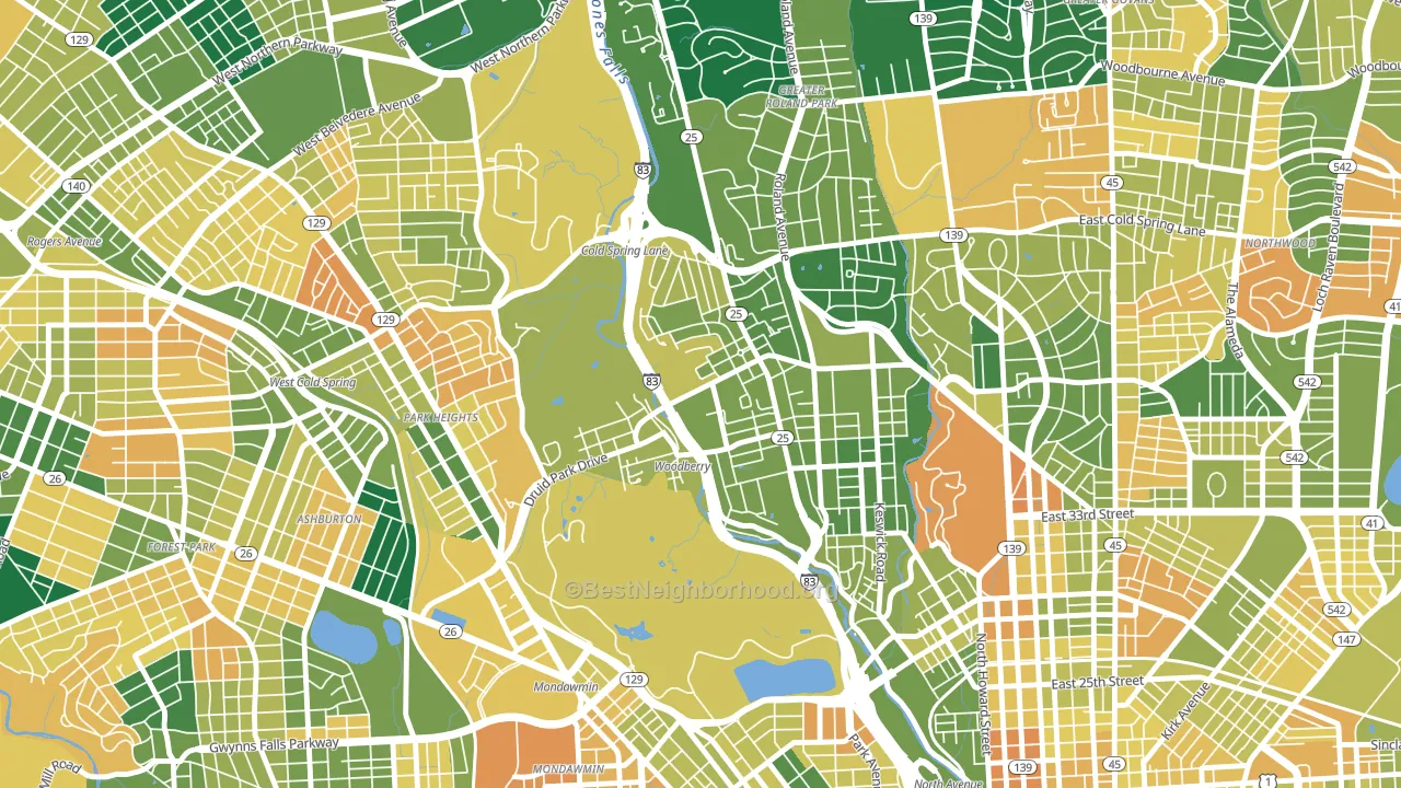 Hampden-Woodberry-Remington, Baltimore, MD block-group voter-turnout map