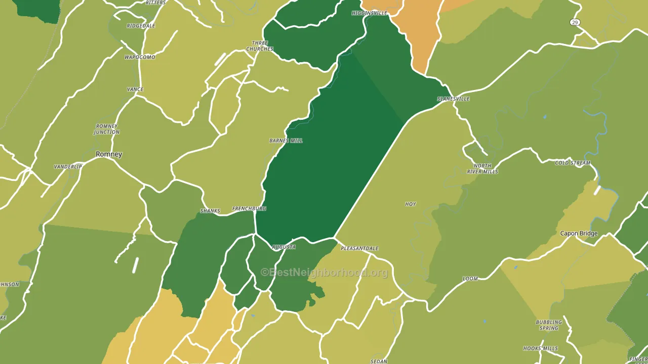 Hampshire County, WV block-group voter-turnout map