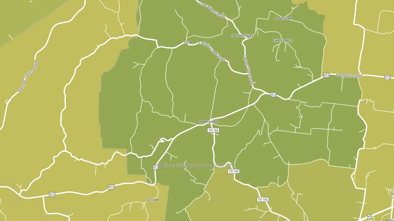 Hampshire, TN block-group voter-turnout map