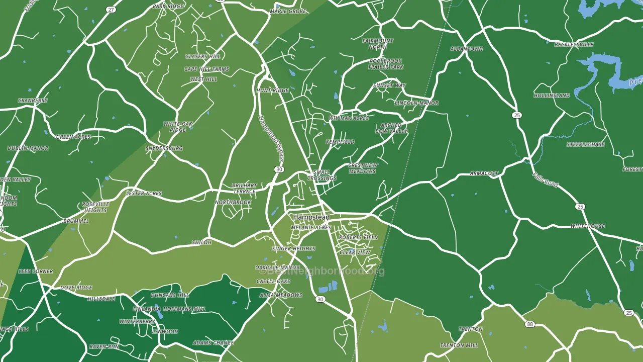 Hampstead, MD block-group voter-turnout map