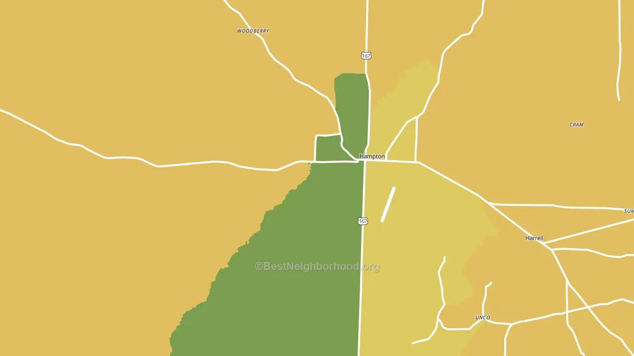 Hampton, AR block-group voter-turnout map