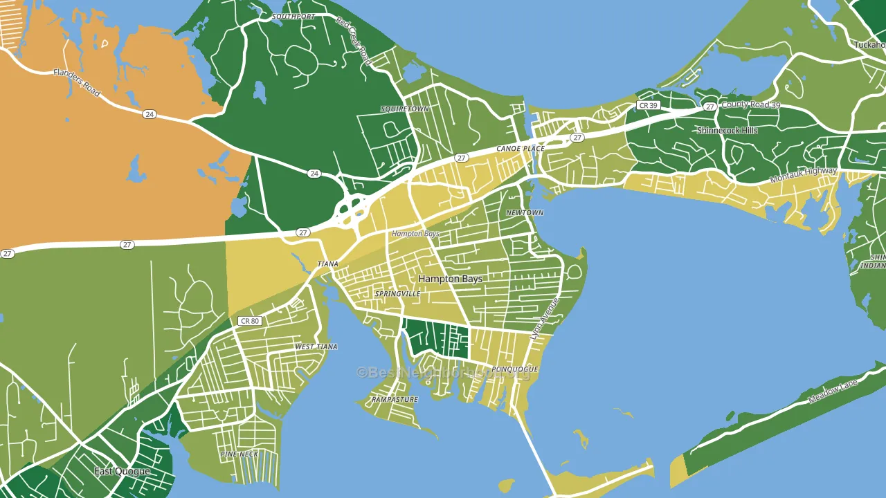 Hampton Bays, NY block-group voter-turnout map