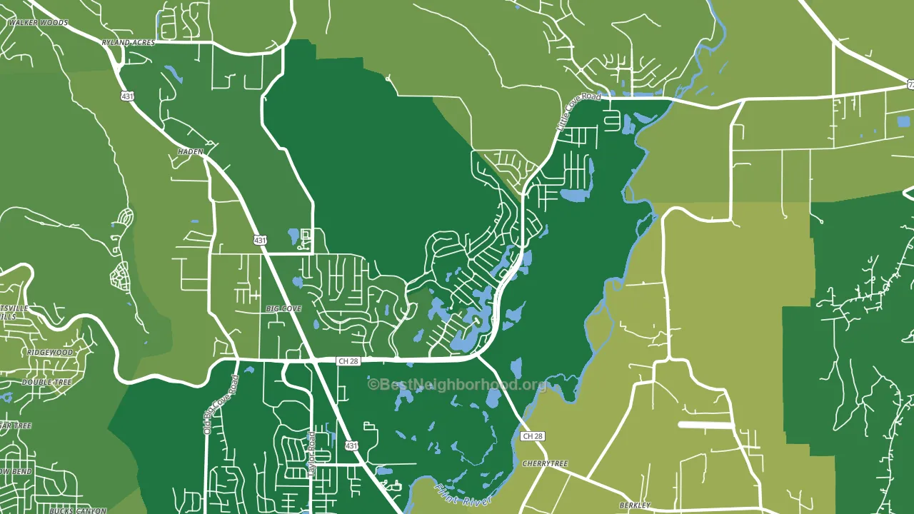 Hampton Cove, Owens Cross Roads, AL block-group voter-turnout map