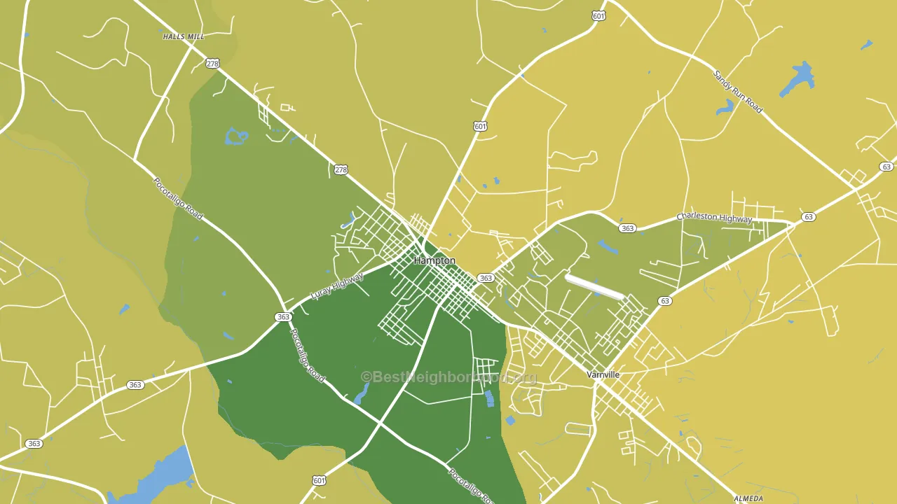 Hampton, SC block-group voter-turnout map