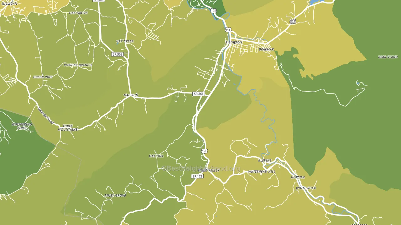 Hampton, TN block-group voter-turnout map