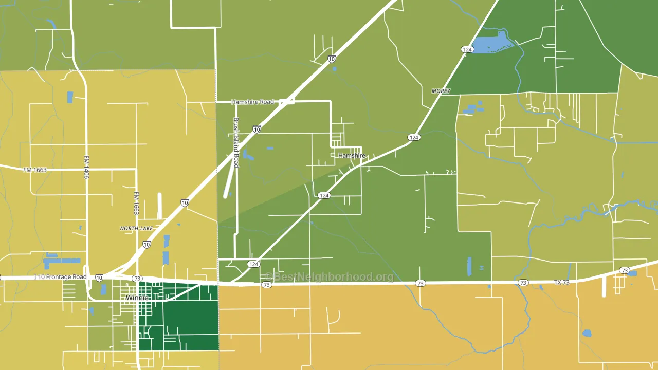 Hamshire, TX block-group voter-turnout map