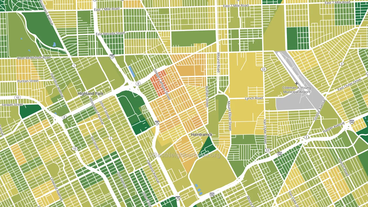 Hamtramck, MI block-group voter-turnout map