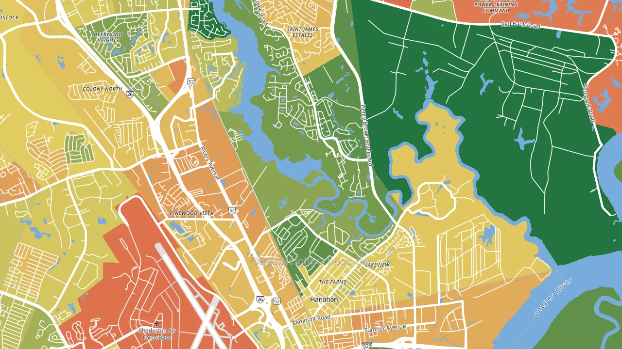 Hanahan, SC block-group voter-turnout map