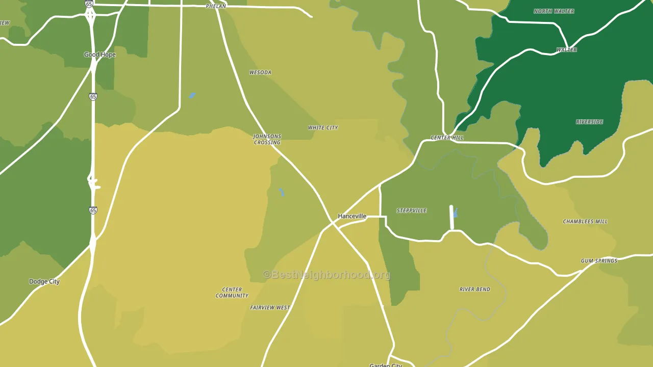Hanceville, AL block-group voter-turnout map