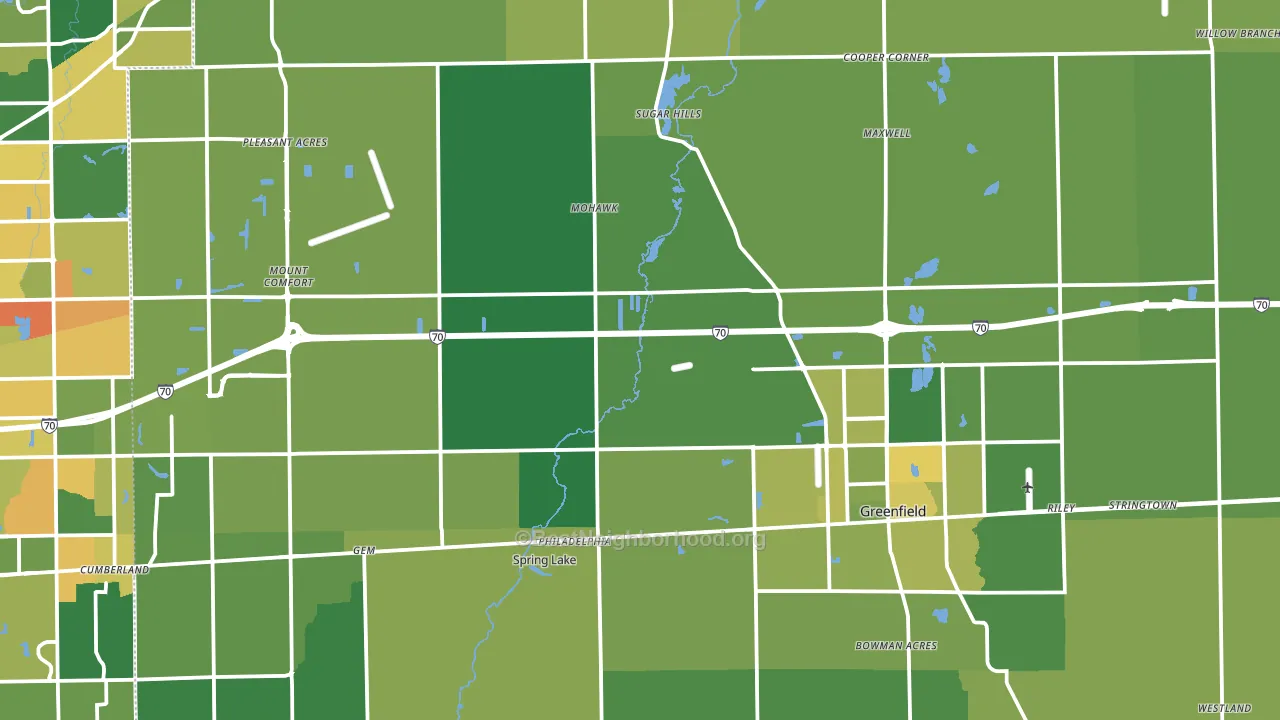 Hancock County, IN block-group voter-turnout map