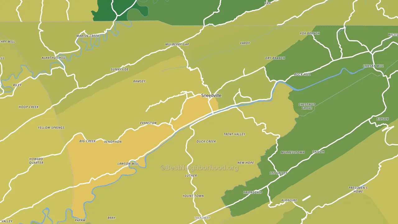 Hancock County, TN block-group voter-turnout map