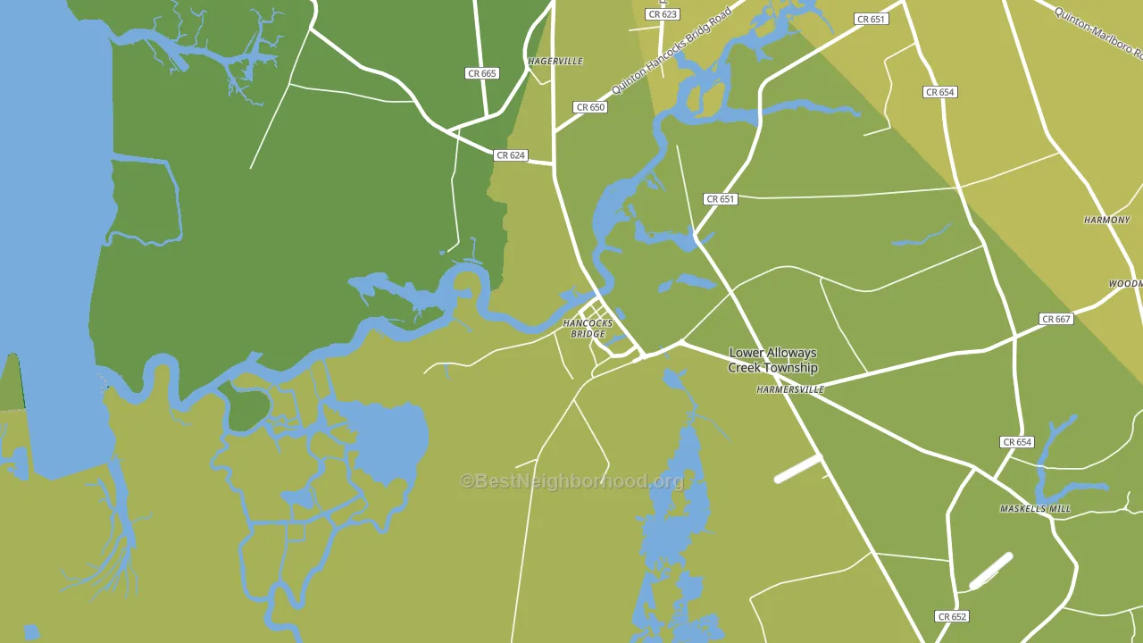 Hancocks Bridge, NJ block-group voter-turnout map