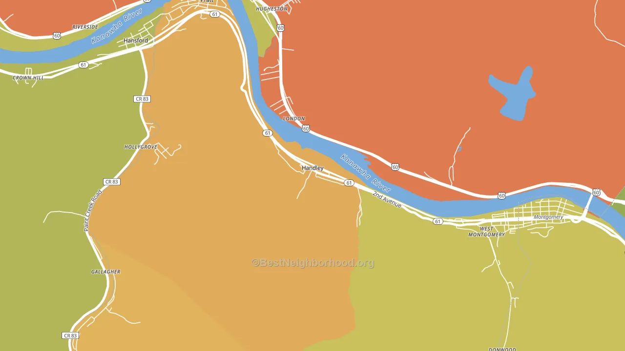 Handley, WV block-group voter-turnout map