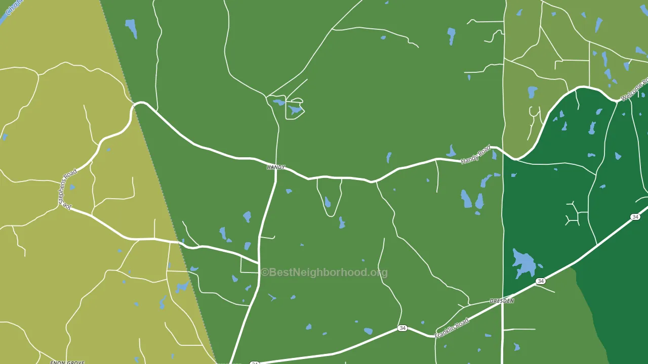 Handy, GA block-group voter-turnout map